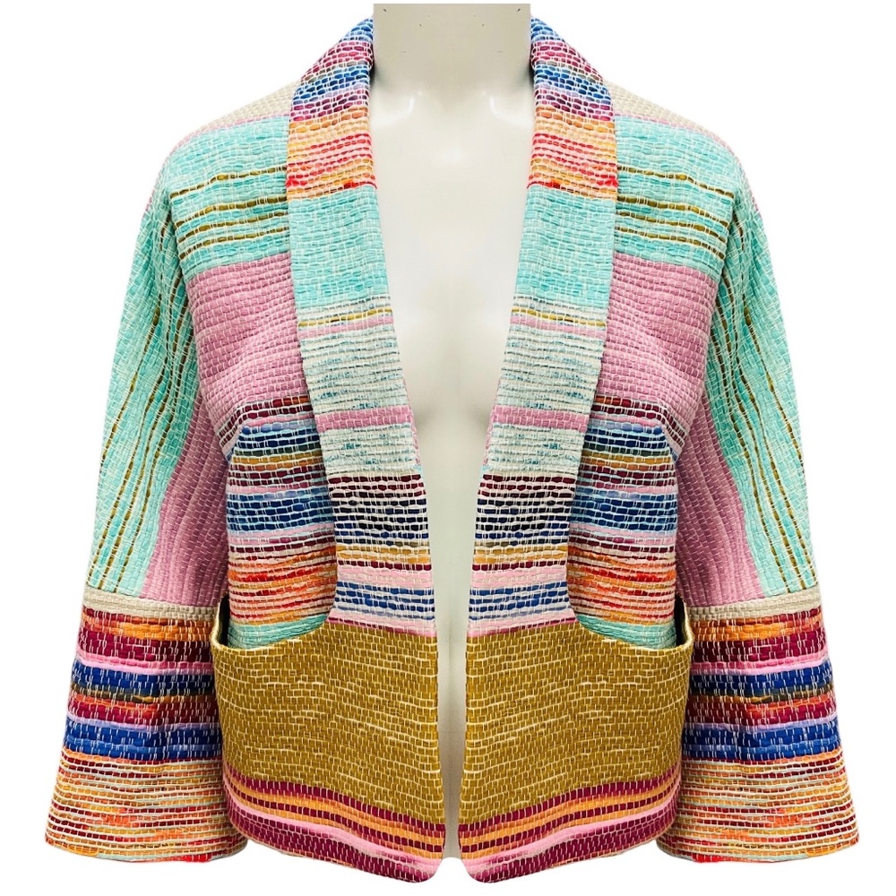 Smythe Multicolor Striped Woven Open Blazer